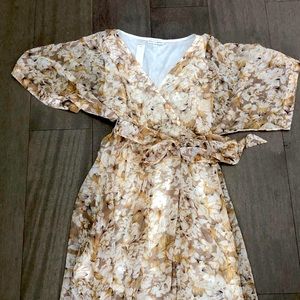 Baltic Born Kia Kimono Maxi Dress- Gold Floral, Medium, NEW